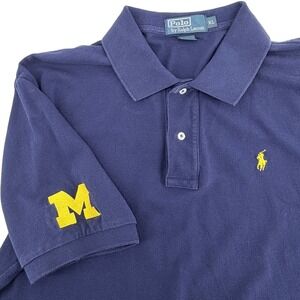Polo Ralph Lauren Polo Shirt Men XL Navy Blue Yellow Michigan Wolverines